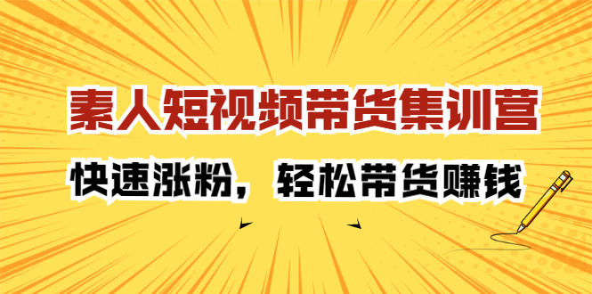 素人短视频带货集训营：快速涨粉，轻松带货赚钱凯哥轻创网-网创项目资源站-副业项目-创业项目-搞钱项目凯哥轻创网