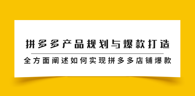 拼多多产品规划与爆款打造，全方面阐述如何实现拼多多店铺爆款凯哥轻创网-网创项目资源站-副业项目-创业项目-搞钱项目凯哥轻创网