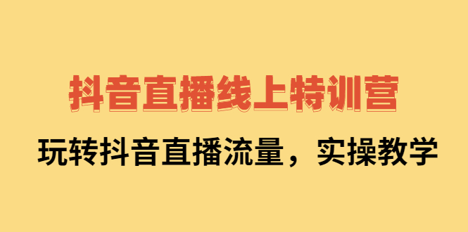 抖音直播线上特训营：玩转抖音直播流量，实操教学凯哥轻创网-网创项目资源站-副业项目-创业项目-搞钱项目凯哥轻创网