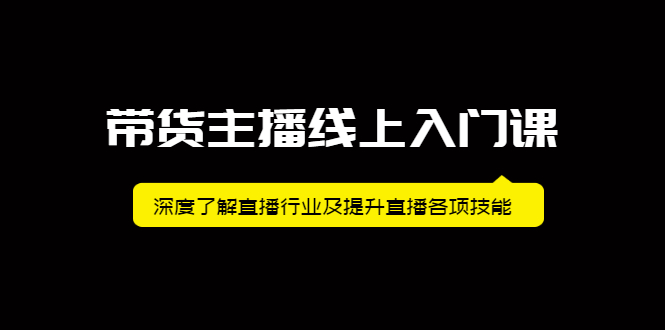 带货主播线上入门课，深度了解直播行业及提升直播各项技能凯哥轻创网-网创项目资源站-副业项目-创业项目-搞钱项目凯哥轻创网