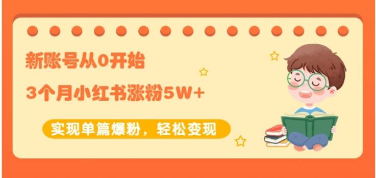 新账号从0开始3个月小红书涨粉5W+实现单篇爆粉，轻松变现（干货）凯哥轻创网-网创项目资源站-副业项目-创业项目-搞钱项目凯哥轻创网