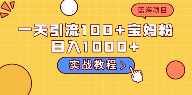 一天引流100+宝妈粉，日入1000+的蓝海项目（实战教程）凯哥轻创网-网创项目资源站-副业项目-创业项目-搞钱项目凯哥轻创网