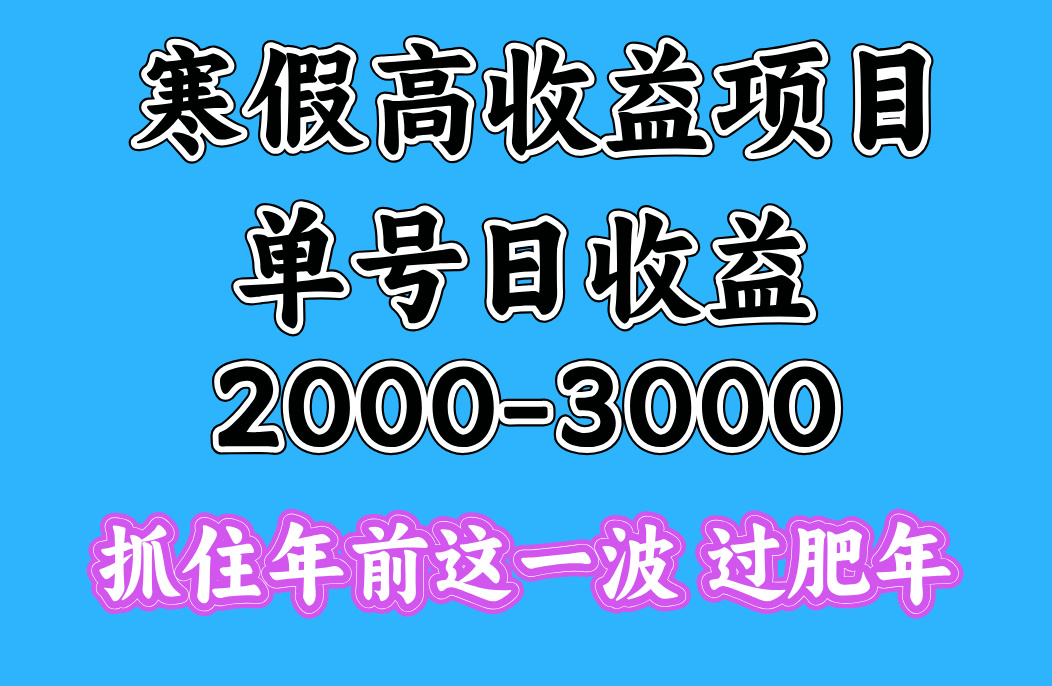 寒假期间一天收益2000-3000+，抓住年前这一波凯哥轻创网-网创项目资源站-副业项目-创业项目-搞钱项目凯哥轻创网