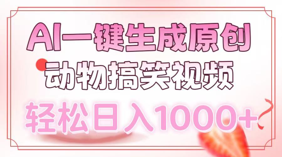 AI一键生成原创动物搞笑视频，轻松日入1000+凯哥轻创网-网创项目资源站-副业项目-创业项目-搞钱项目凯哥轻创网