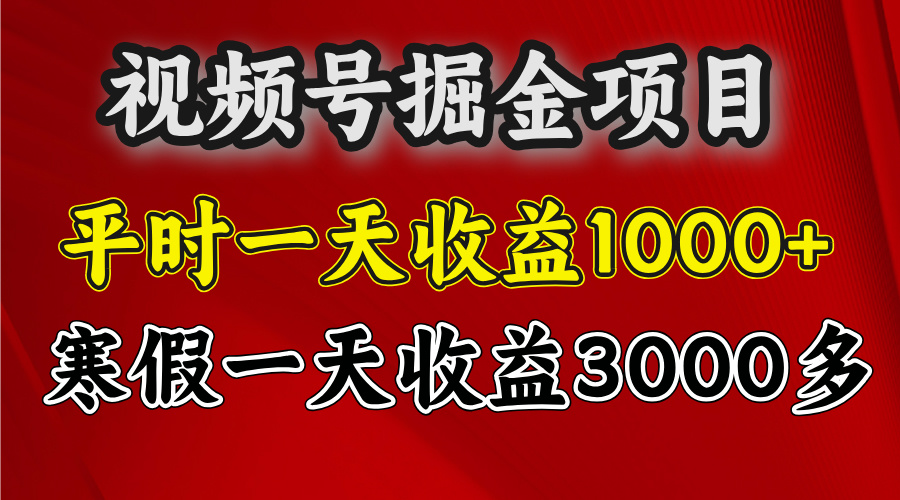 视频号掘金项目，寒假一天收益3000多凯哥轻创网-网创项目资源站-副业项目-创业项目-搞钱项目凯哥轻创网